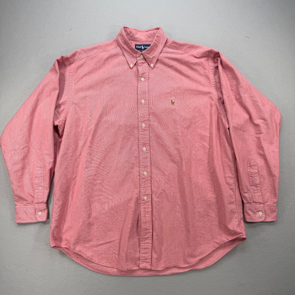 Vintage Ralph Lauren XL Blake Button Down Mens Shirt Red Micro Check Multi Pony
